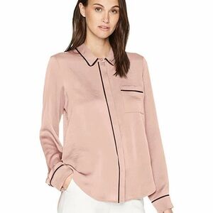 BCBGeneration rose smoke Blush Button-Down pajama top with Black Accents